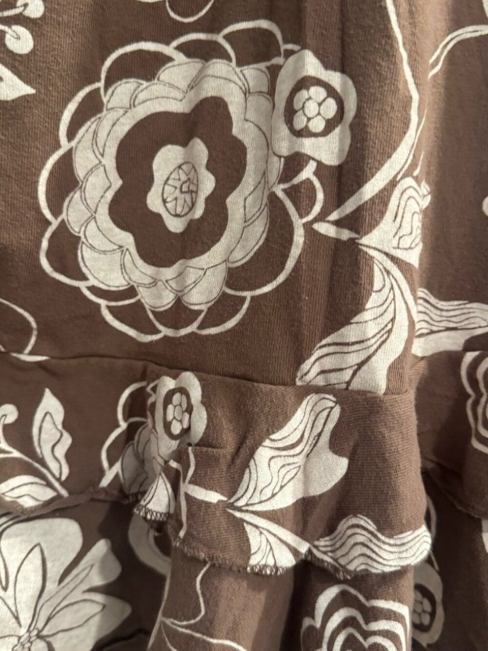 Brown Floral Ruffle Hem Skirt - Picture 2 of 2